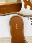 Celine Lympia Flat In Raffia White For Women