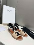 Celine Lympia Flat Strap Sandal In Raffia Black For Women 352402248C.02BL