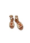 Celine Lympia Flat Strap Sandal In Raffia Brown For Women