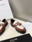 Celine Margaret Fur Loafer With Tassels Burgundy For Women