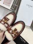 Celine Margaret Fur Loafer With Tassels Burgundy For Women