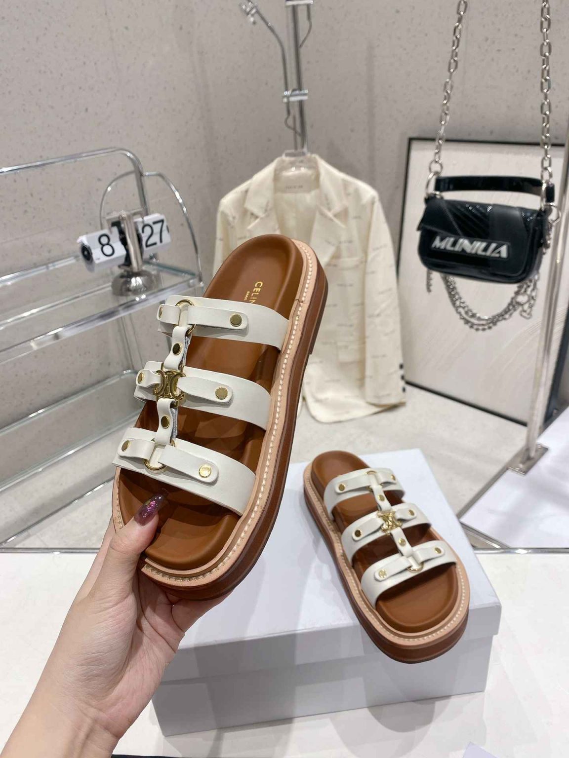 Celine Slides Tippi White For Women