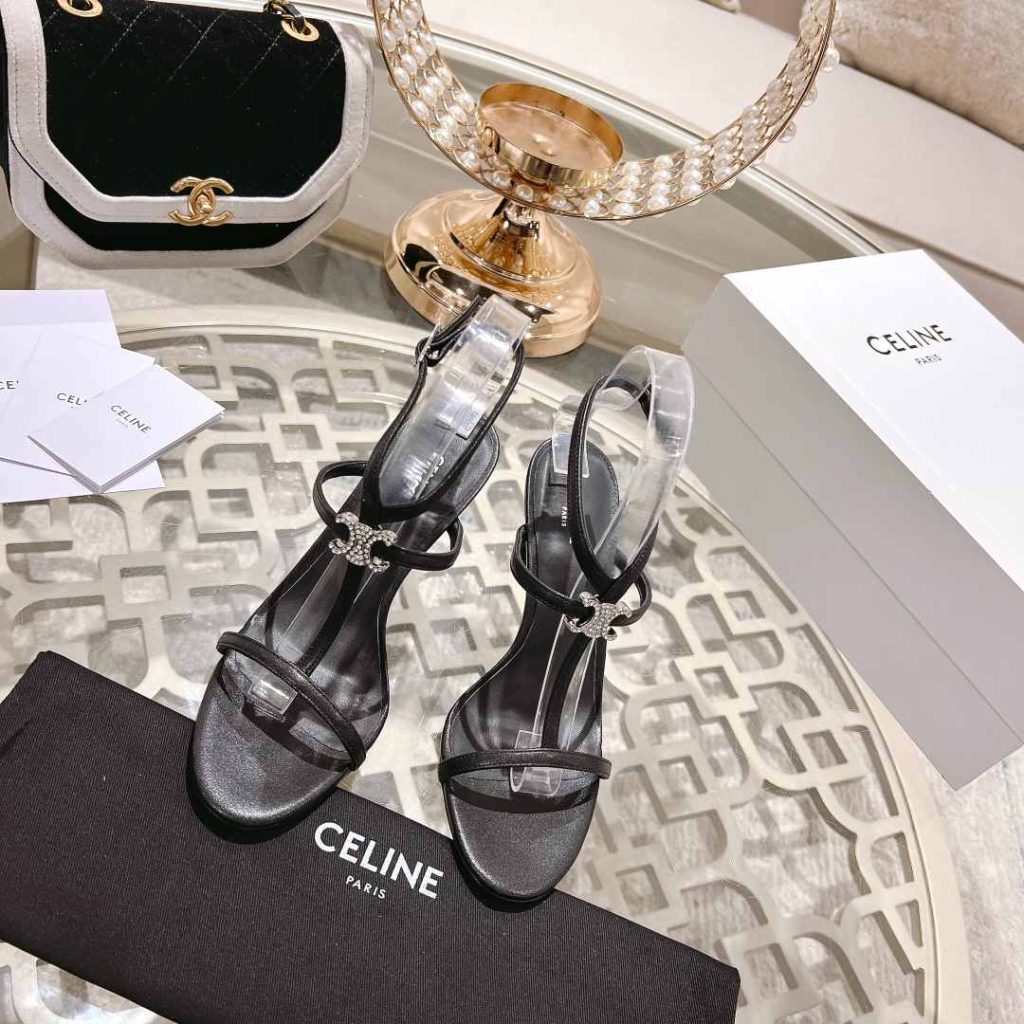 Celine T-Bar Triomphe Sandal Black For Women 354483676C.38NO