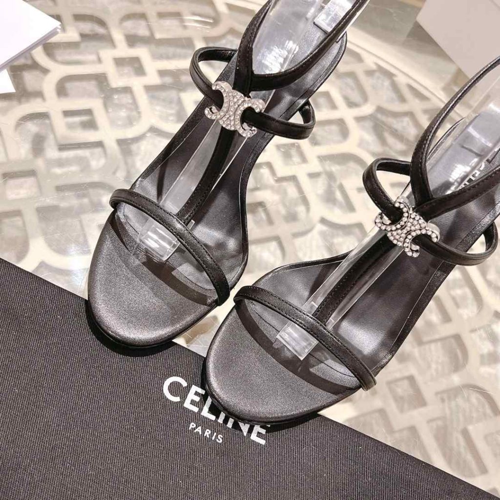 Celine T-Bar Triomphe Sandal Black For Women 354483676C.38NO