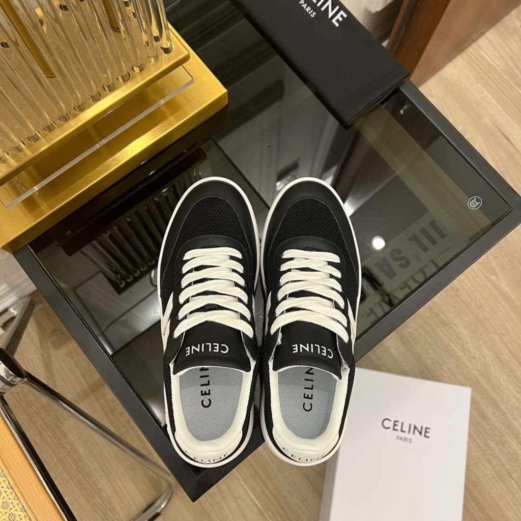 Celine Tennis Sneakers And Laminated Black And White For Women