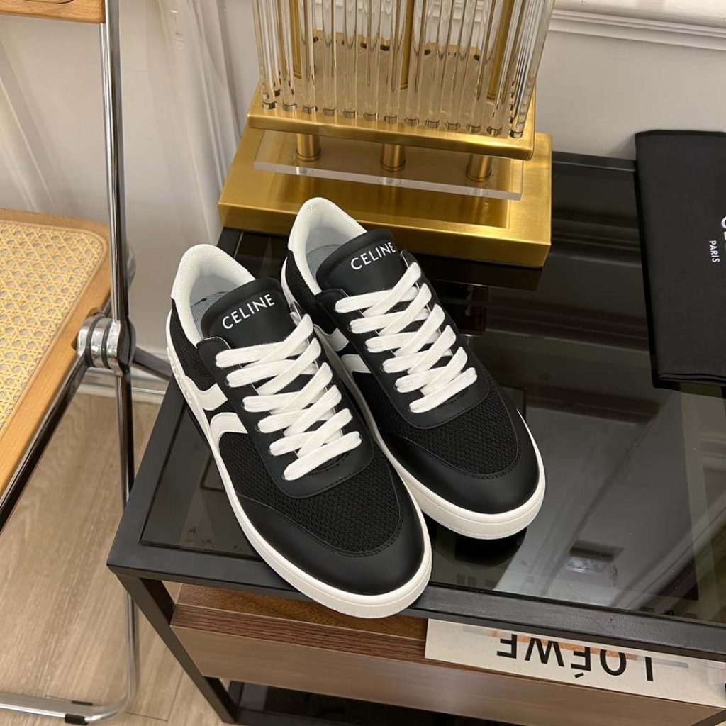 Celine Tennis Sneakers And Laminated Black And White For Women