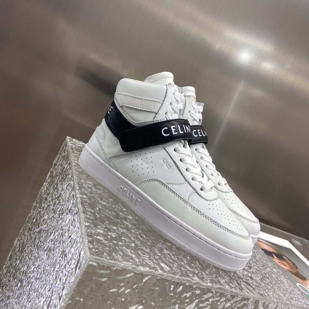 Celine Trainer High Sneaker With Scratch White And Black For Women