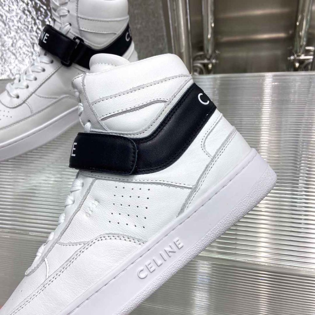 Celine Trainer High Sneaker With Scratch White And Black For Women