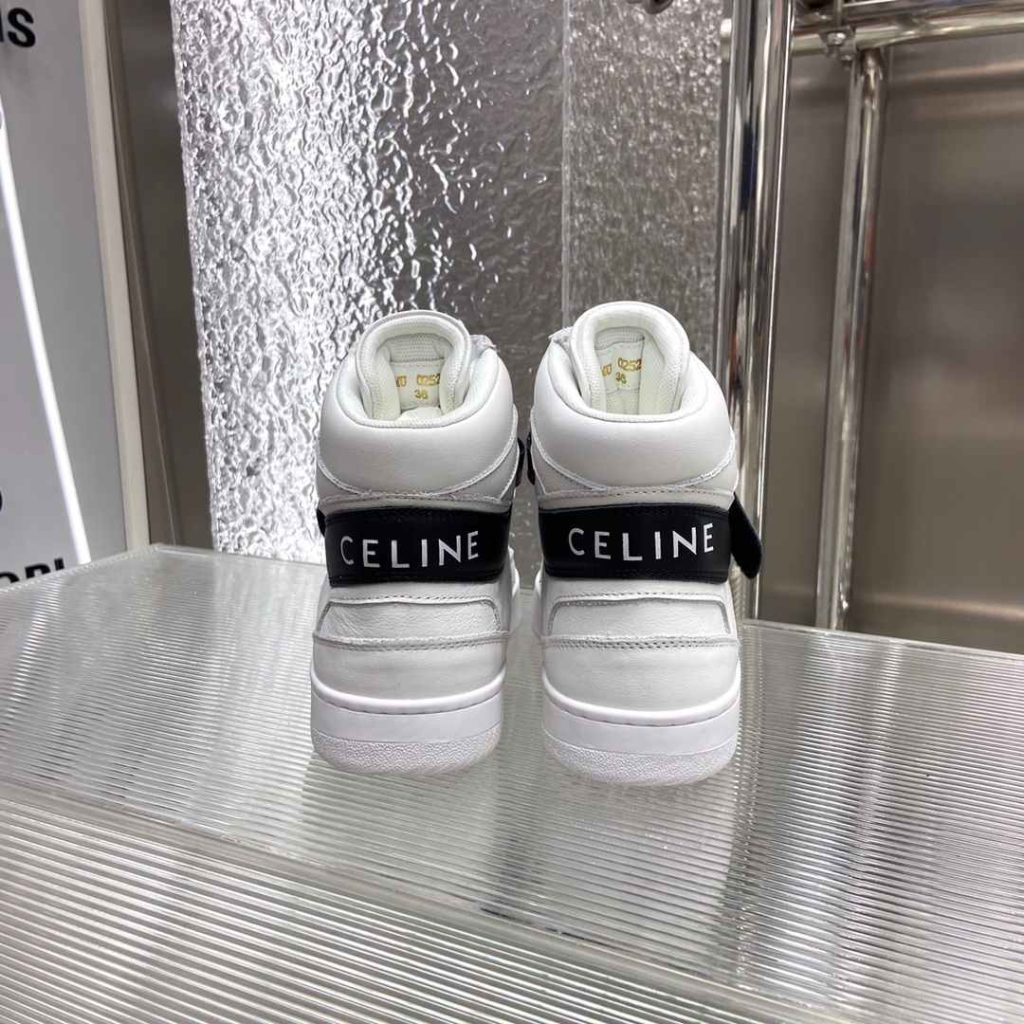 Celine Trainer High Sneaker With Scratch White And Black For Women