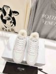 Celine Trainer Low Lace-Up Sneaker In Fur White For Women