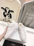 Celine Trainer Low Lace-Up Sneaker With Fur White For Women