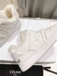 Celine Trainer Low Lace-Up Sneaker With Fur White For Women