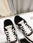 Celine Trainer Low Lace-Up Sneaker With Fur Black For Women