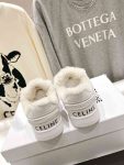 Celine Trainer Low Lace-Up Sneaker With Fur White For Women