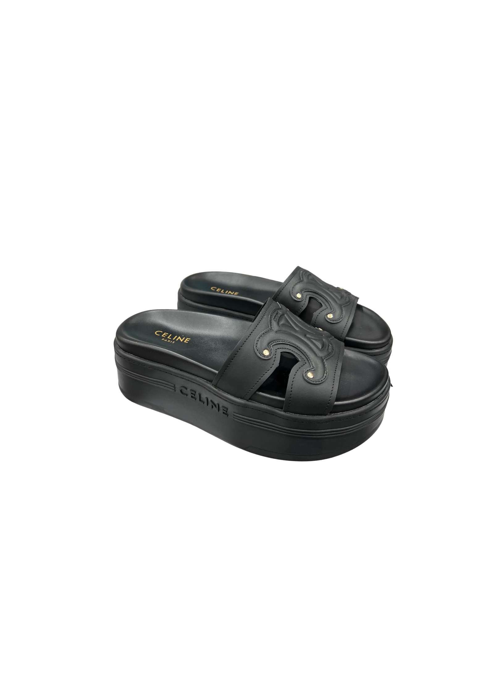 Celine Triomphe Block Slide Black For Women