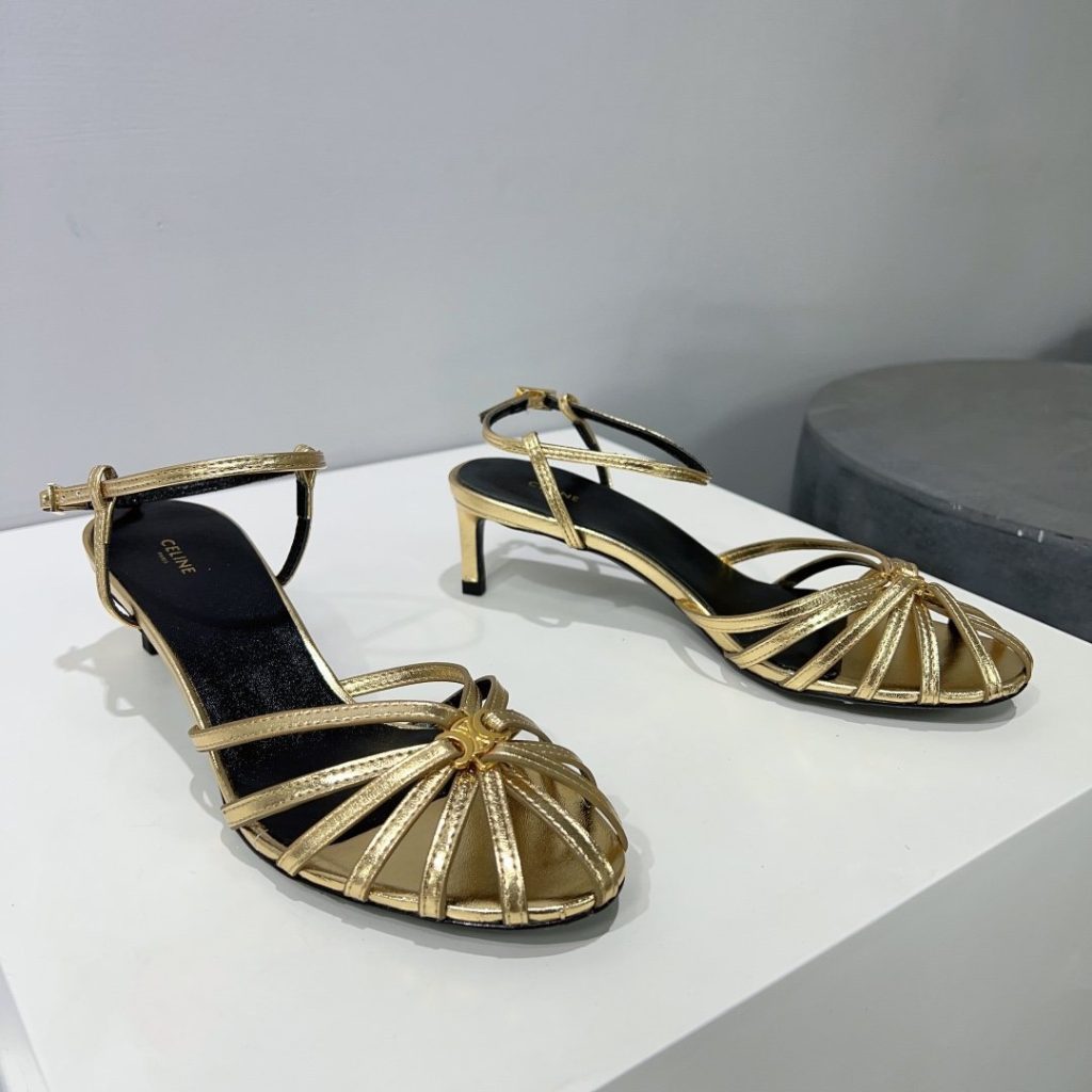 Celine Triomphe Sandal Gold Tone For Women