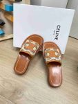 Celine Triomphe Slide In Triomphe Stamped Canvas Brown For Women