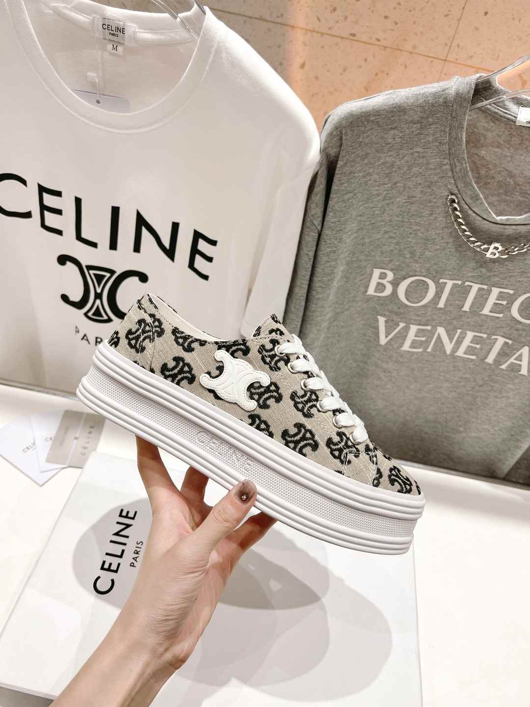 Celine Triomphe Sneakers In Canvas Black For Women