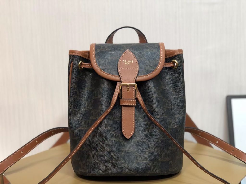 Celine Mini Backpack Folco In Triomphe Canvas Tan For Women 7in/20cm 197662CAS.04LU