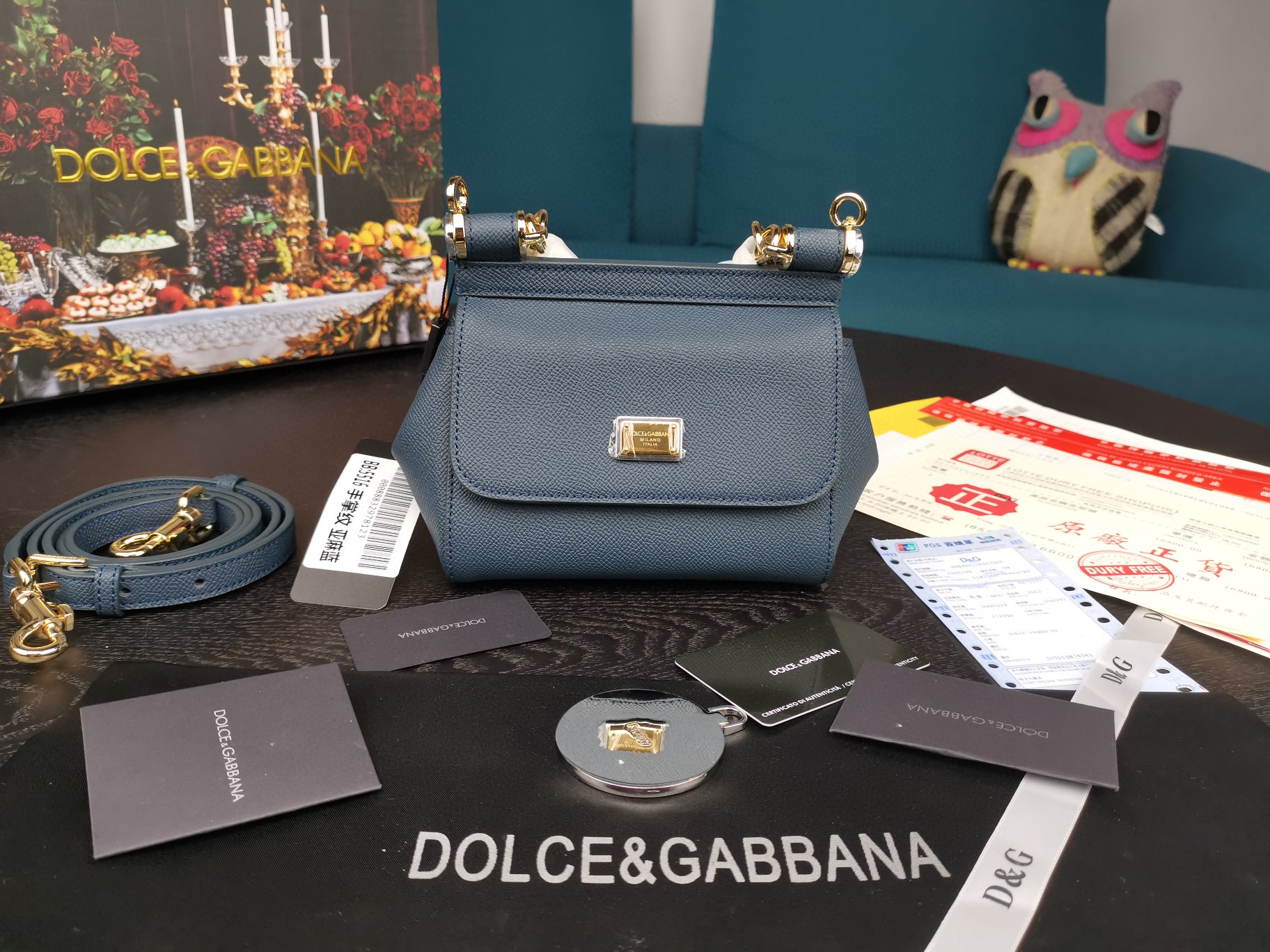 Dolce & Gabbana Small Sicily Bag In Dauphine Blue For Women 7.5in/19cm DG