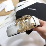 Chanel Belt With Double C Buckle White Gold Chanel Logo Hardware Women Belt