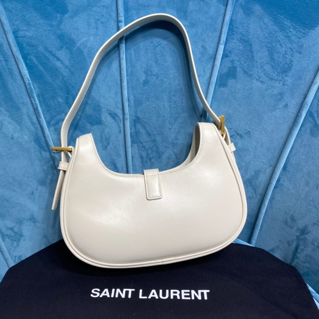 Saint Laurent Le Fermoir Hobo Bag White For Women 9.5in/24cm YSL 672615