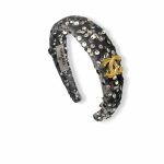 Chanel Sequin Hairband CC Logo Gray For Women