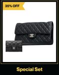 Special Set Chanel Classic: Bag Handbag Silver Hardware + Wallet Card Holder Silver Tone Hardware