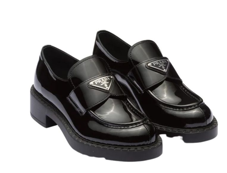 Prada Chocolate Patent Loafers Black For Women 1.9 in/ 5cm 1D246M_JHR_F0002_F_B050