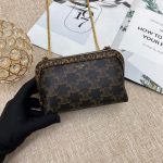 Clutch On Chain In Triomphe Canvas And Grained With Leopard Print Black For Women‎ 6in/15cm 10D732CA4.04B