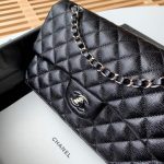 Special Set Chanel Classic: Bag Handbag Silver Hardware + Wallet Card Holder Silver Tone Hardware