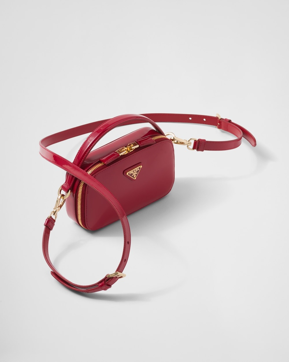 Prada Odette Patent Leather Mini-Bag Cherry Red For Women 1BH206_069_F0E06_V_OVM – 6.8 Inches / 17.5 Cm