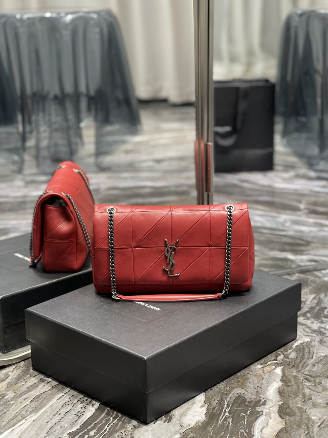 Saint Laurent Jamie Medium Chain Bag Red For Women, Women’s Bags 9.8in/25cm YSL