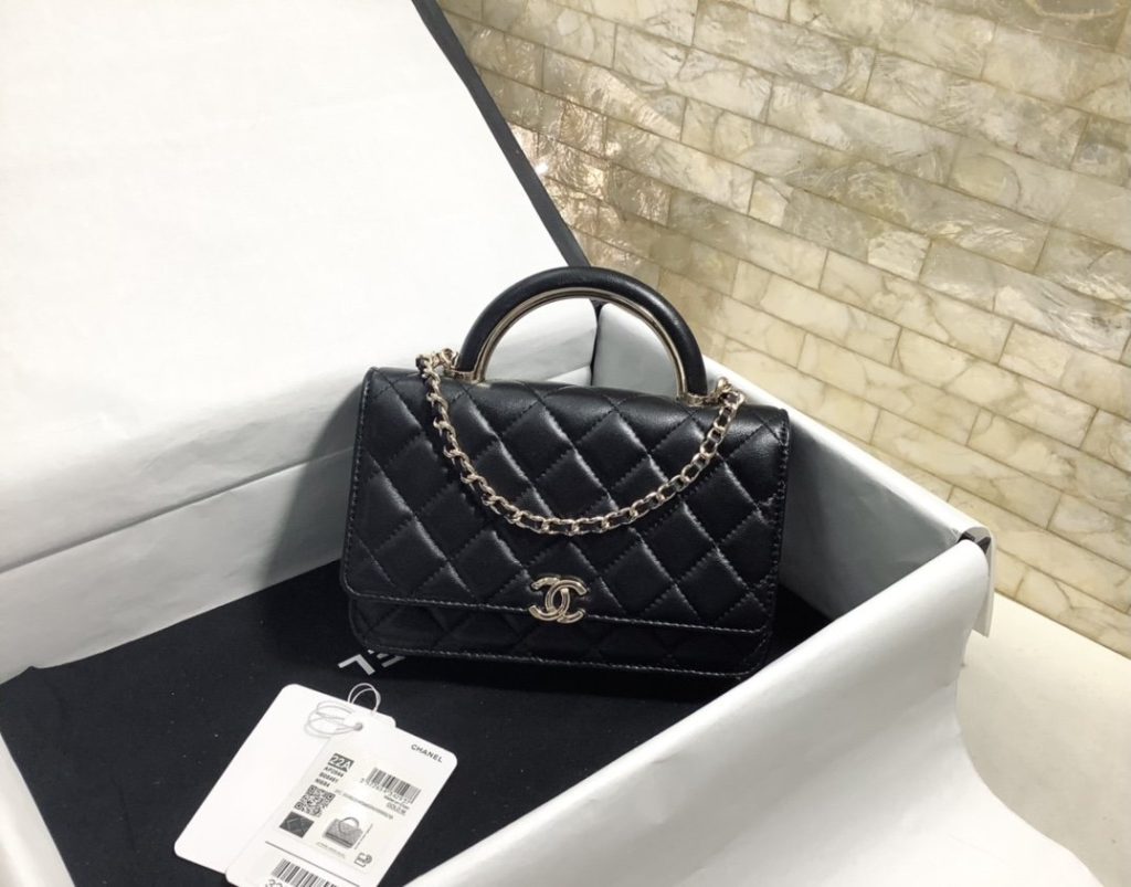 Chanel Hand-Held Oblique Cross Bag Black For Women, Women’s Bags 6.7in/19cm