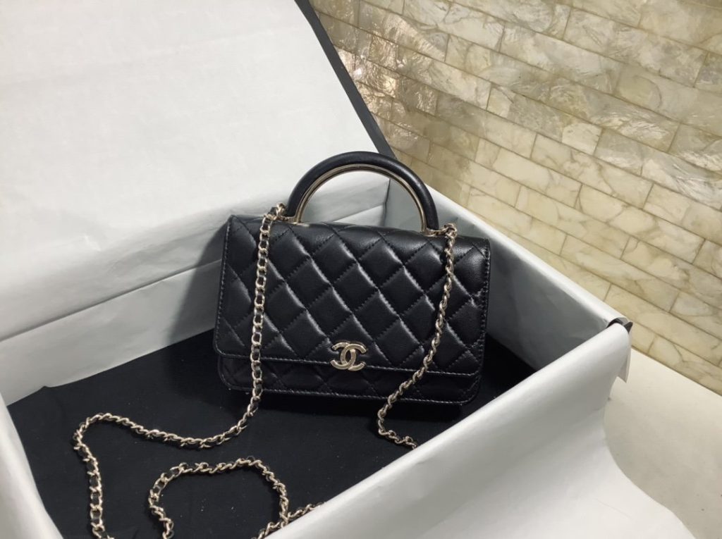 Chanel Hand-Held Oblique Cross Bag Black For Women, Women’s Bags 6.7in/19cm