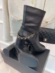 Chanel Women’s Ankle Boots With Chain Black For Women 3.7in/9.5cm