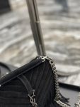 Saint Laurent Frosted Belt Fringe Perennial Messenger Bag Black For Women, Women’s Bags 9.4in/24cm YSL