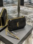 Saint Laurent Sunset Medium Chain Bag Black For Women 9.8in/22cm YSL