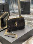 Saint Laurent Sunset Medium Chain Bag Black For Women 9.8in/22cm YSL