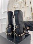 Chanel Women’s Ankle Boots With Chain Black For Women 1.5in/4cm