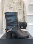 Chanel Women’s Ankle Boots With Chain Black For Women 3.7in/9.5cm