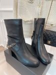 Chanel Women’s Ankle Boots With Chain Black For Women 3.7in/9.5cm