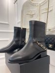 Chanel Women’s Ankle Boots With Chain Black For Women 1.5in/4cm