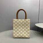 Celine Mini Vertical Cabas In Triomphe Canvas White For Women 7.2in/18cm 194372BZK.01BC