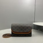 Celine Wallet On Strap In Triomphe Canvas Brown For Women 8in/20cm 10D852CG9.04LU