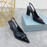 Prada Patent Sling-Back Pumps Black For Women 3.5in/90mm PRD