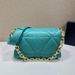 Prada System Nappa Patchwork Shoulder Bag Jade Green For Women, Women’s Bags 7.5in/19cm