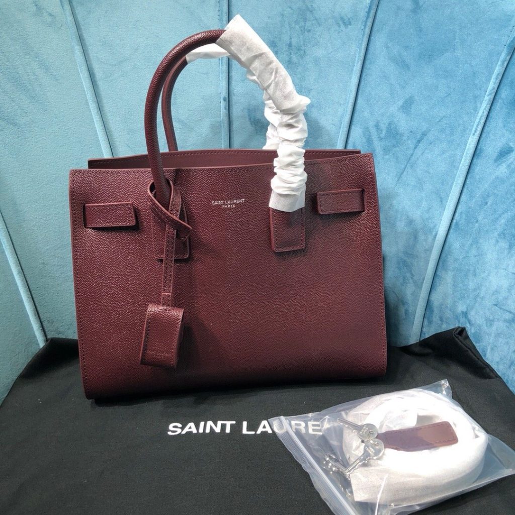 Saint Laurent Sac De Jour Baby In Shiny Burgundy For Women 10.2in/26cm YSL