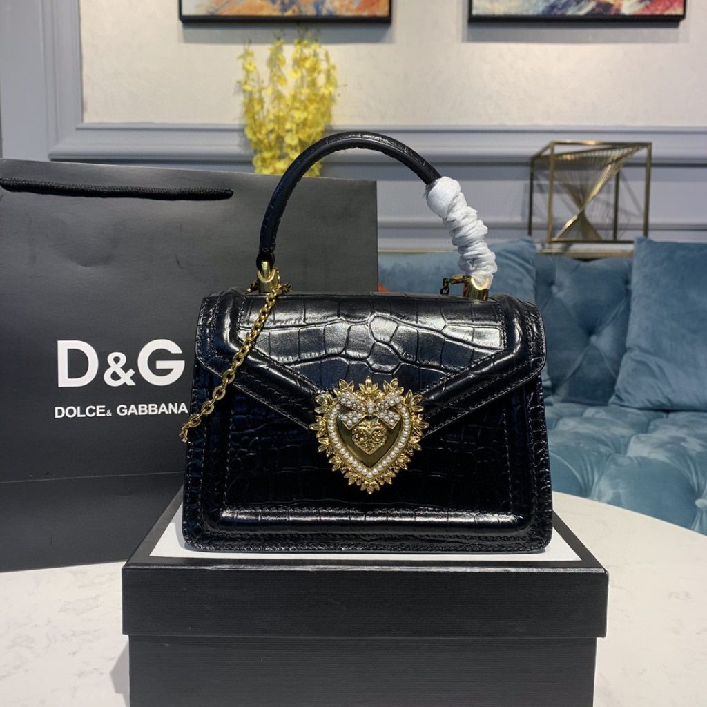 Dolce & Gabbana Small Devotion Bag Black For Women 7.5in/19cm DG