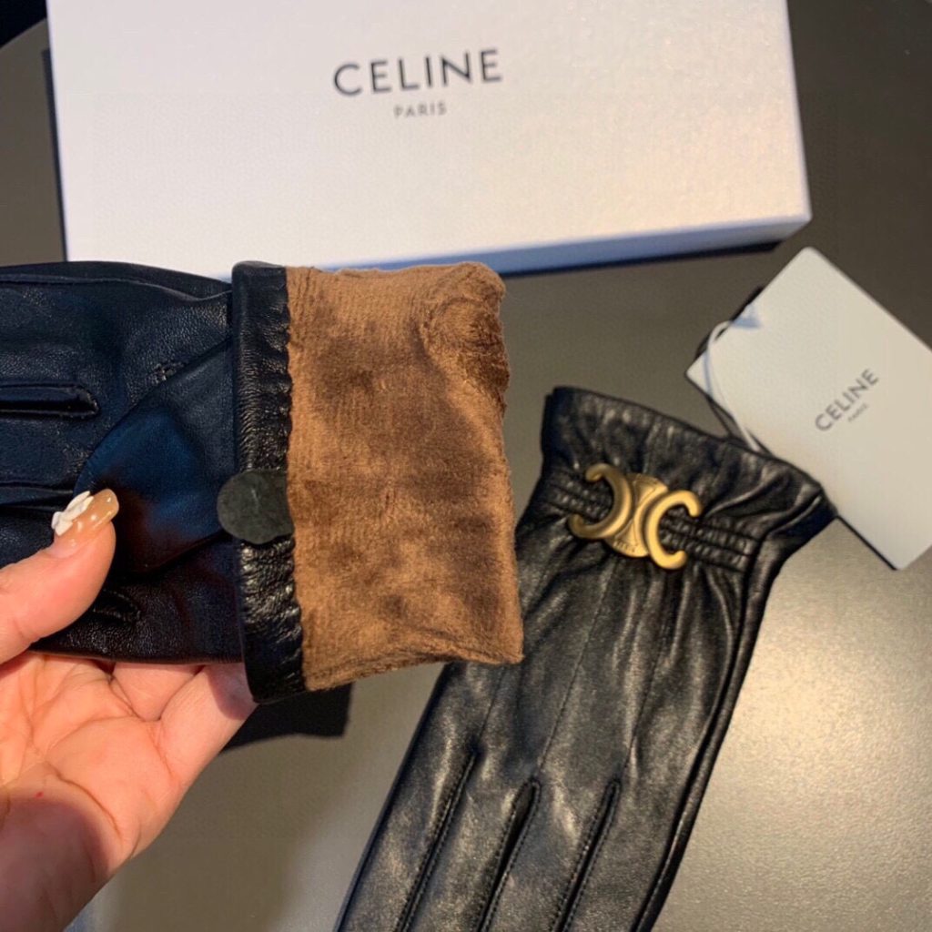 Celine Triomphe Gloves In Black